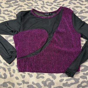 Sheer long sleeve, fun and fitted.  The black is sheer 75% polyester